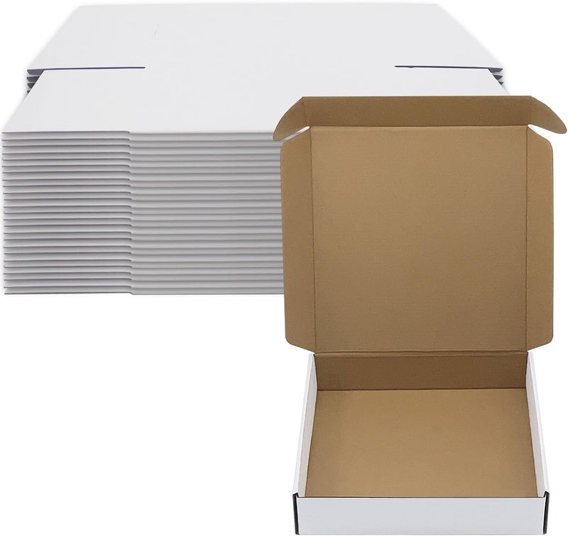 Livejun 10 x 10 x 2 inch Shipping Boxes Set of 25， White Corrugated Cardboard Box Mailer Boxes for Packaging Small Business Shipping，Mailing Boxes Bulk for Birthday Wedding Party Book Literature Gift Giving - Image 1